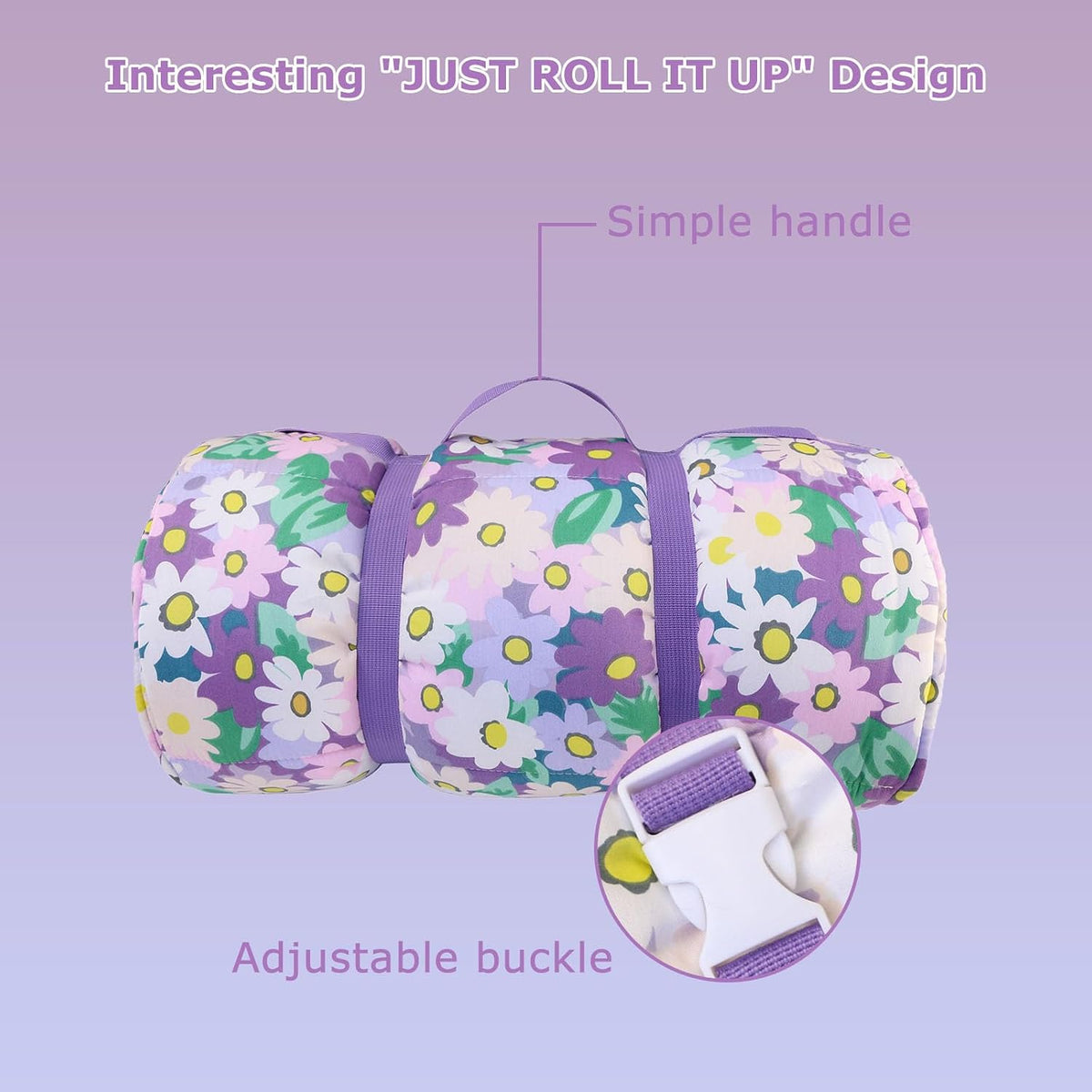 Toddler Nap Mat with Removable Pillow & Soft Blanket - Blooming Flowers - image 2