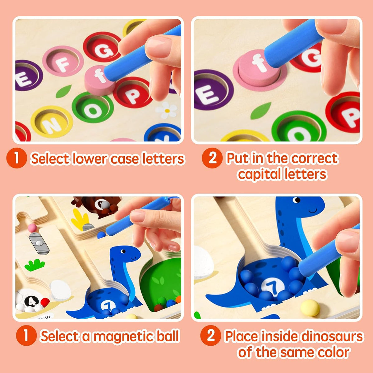 2 in 1 Magnetic Color and Number Maze Double-Sided ABC Alphabet - One Size / Multicolored - image 4