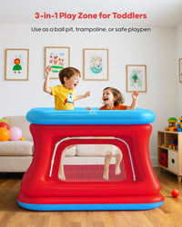 QPAU 3-in-1 Inflatable Bounce House with Pump for Toddlers 1-3 – Fun for Kids & Family - Blue & Red - image 2