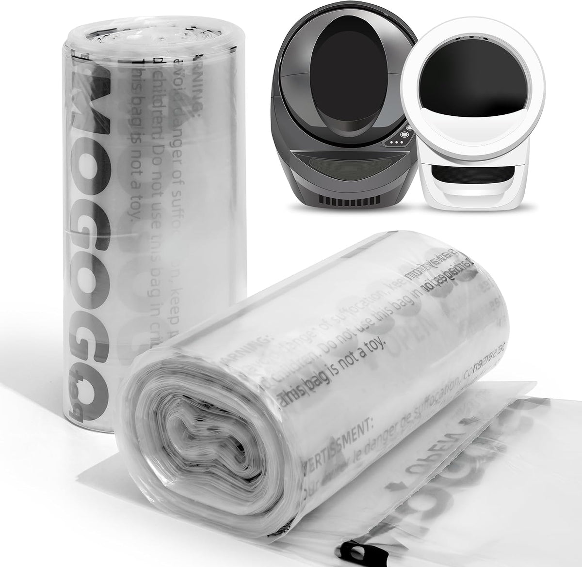 Waste Bags, Compatible with Litter Robot 4/5/3, Pre-Separated - Transparent-50pack