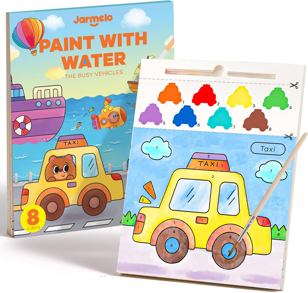 Jar Melo Paint with Water Books for Toddlers, Animals – Fun for Kids & Family - Transportation