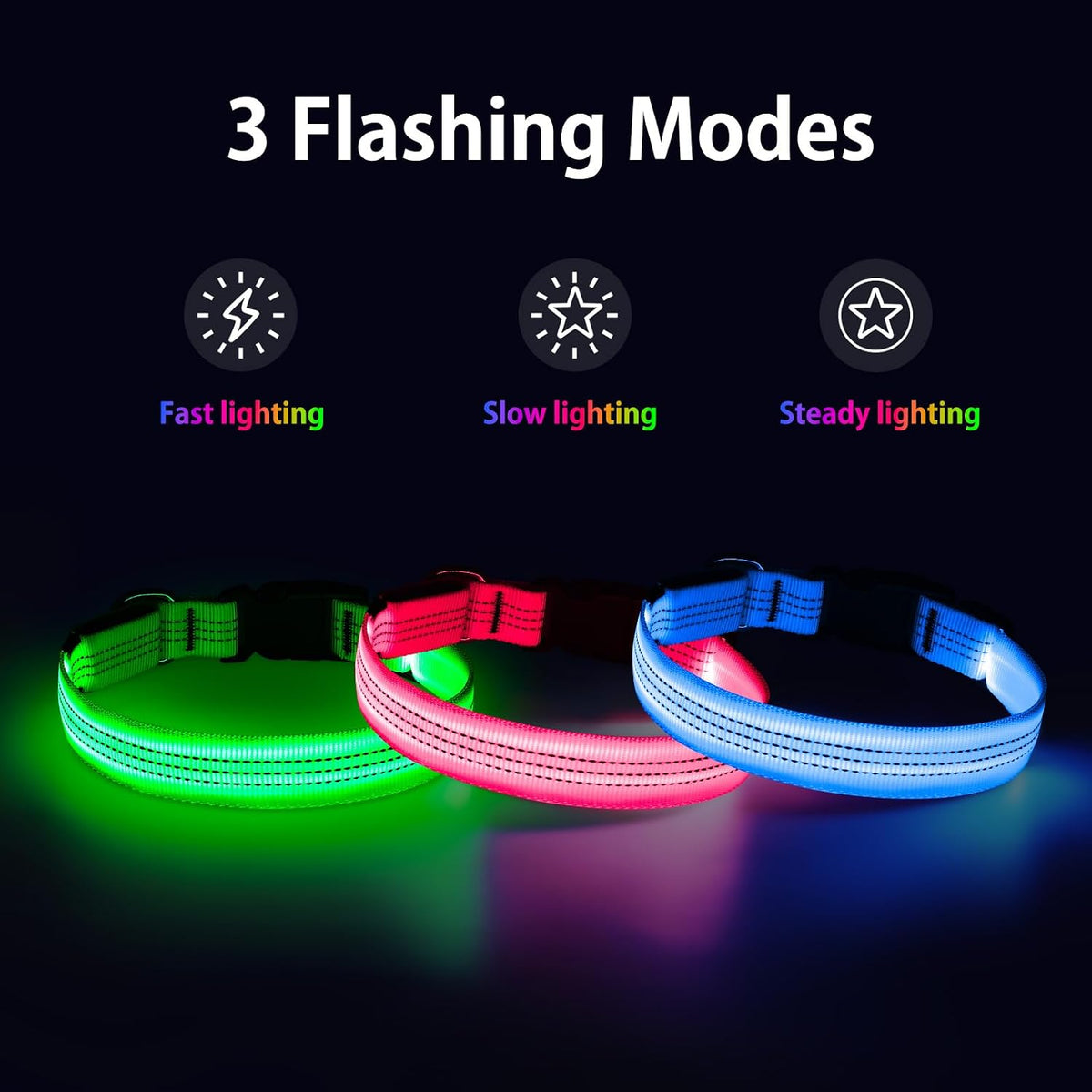 Light Up Collar for Small Dogs& Cats - L (18.9-23.6inch/ 48-60cm) / Pink - image 2