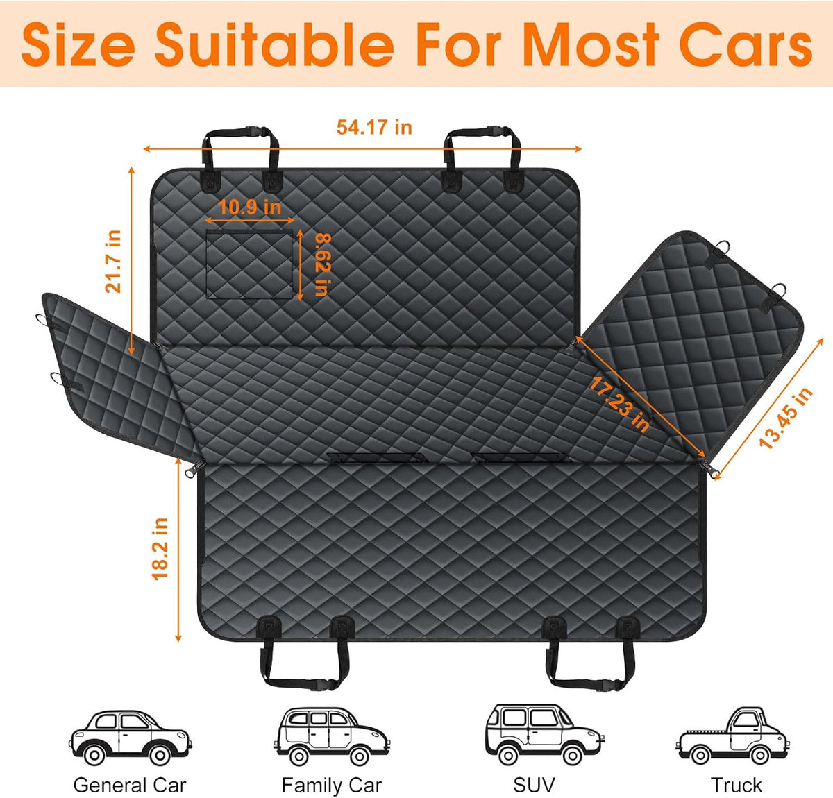 Waterproof Dog Car Seat Cover for Back Seat, Pet Hammock, L - Black / Small,Standard - image 2