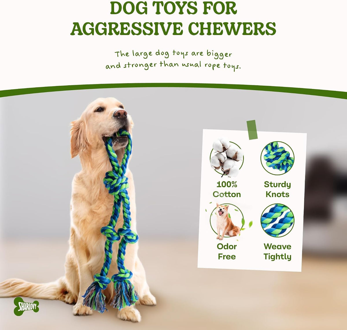 Dog Rope Toy for Large Dogs Heavy Duty Dog Chew Toys for Aggressive - 2 Pack-Large / Large - image 2