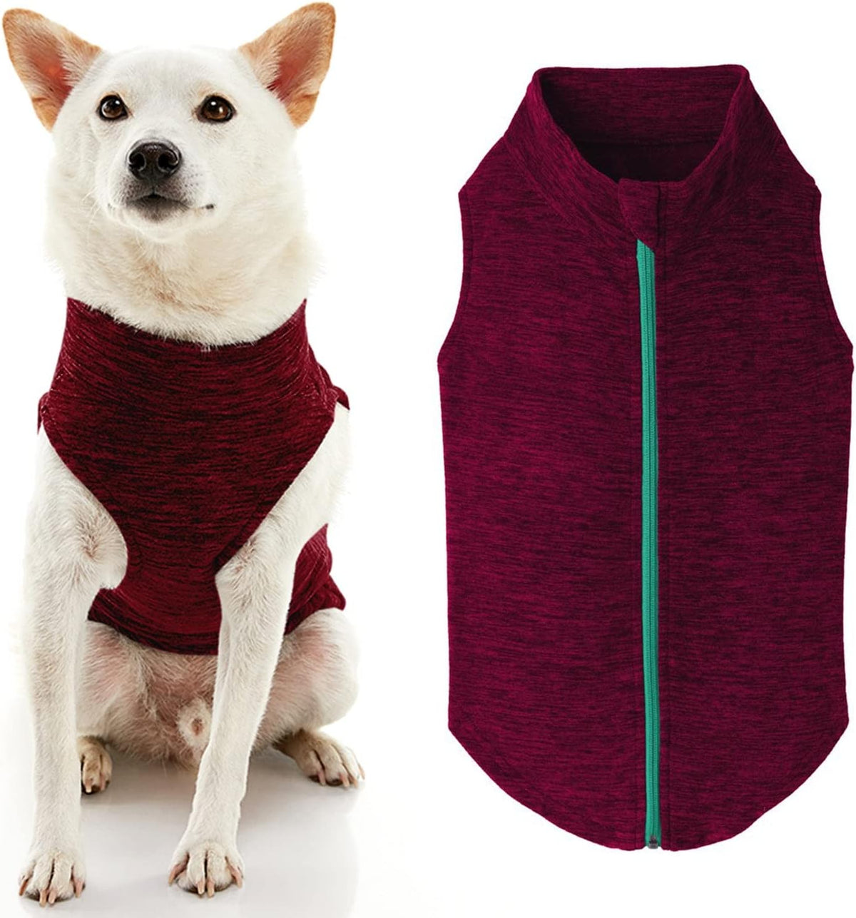 Gooby Zip-Up Fleece Dog Sweater - 2X-Large chest (~25.5") / Fuchsia Wash