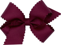 Wee Ones medium smoke blue girls grosgrain hair bow with scalloped edges and no slip clip - view 5