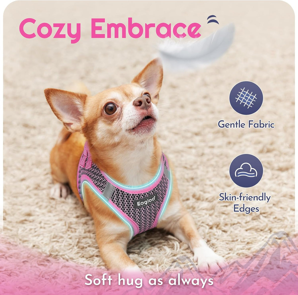 Eagloo Small Dog Harness and Leash Set - M(Chest:16.0"-18.5") / Pink - image 4