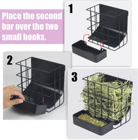 2PCS Rabbit Hay Feeder Guinea Pig Hay Feeder with Heavy-Duty Metal - 1 piece Small / Black - image 3