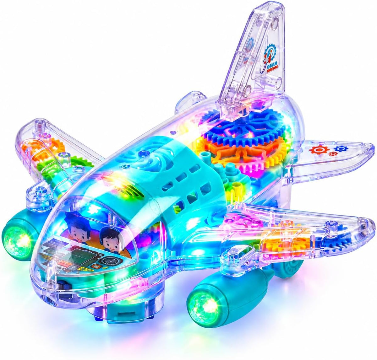 Playbees Light-Up Transparent Car - Bump & Go Airplane