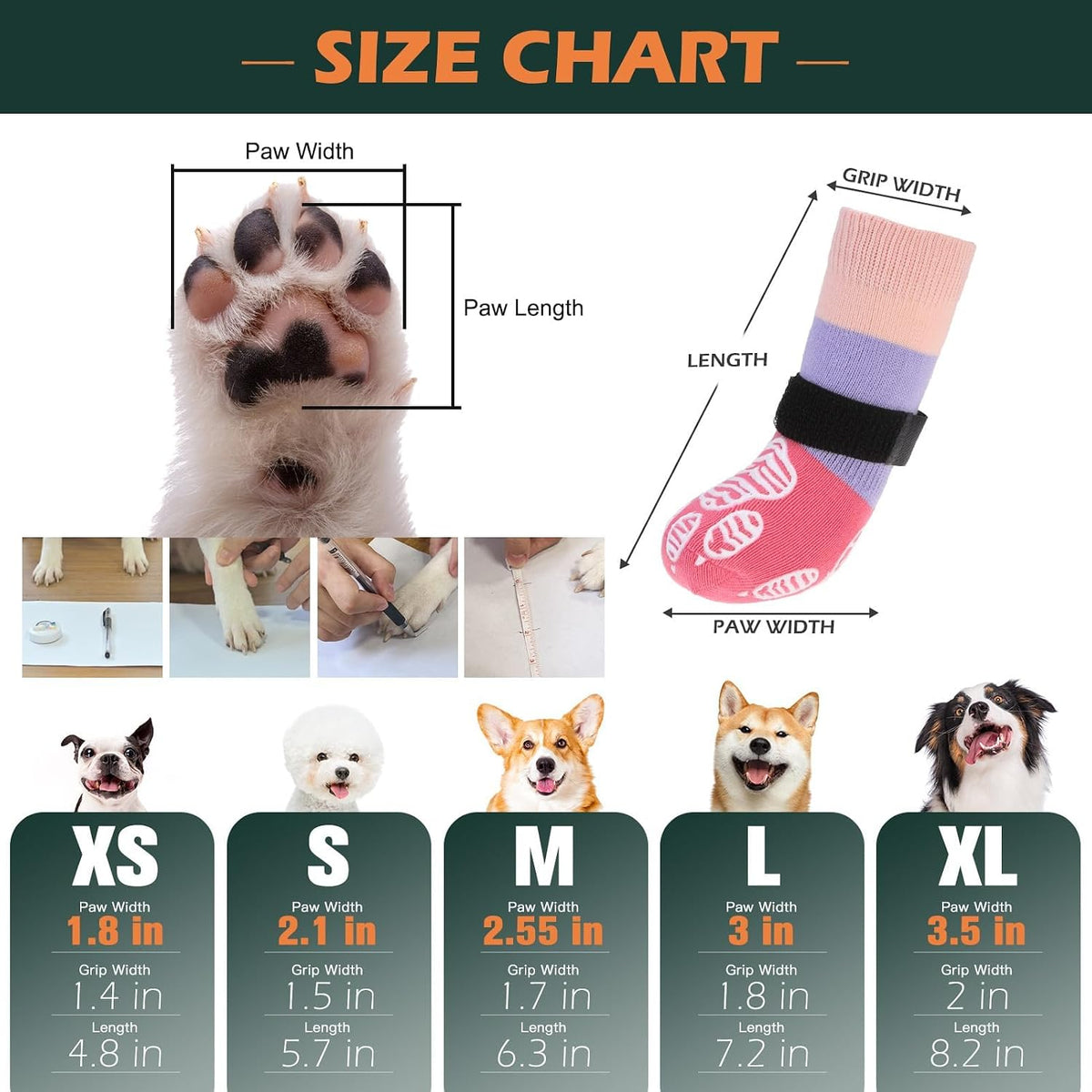 Anti Slip Dog Socks to Prevent Licking Paws with Grippers Black – Essentials for Dogs - Pink Purple / X-Small - image 2