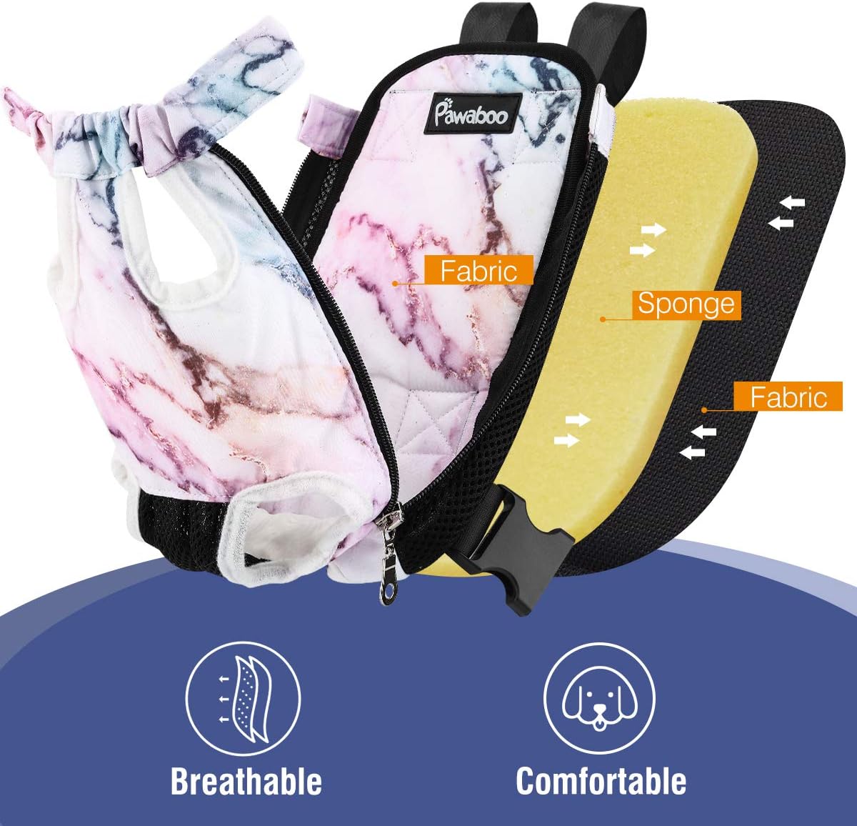 Pawaboo Pet Front Carrier Backpack for Small Medium Dogs – Essentials for Dogs - Purple Marble / Extra Large (Pack of 1) - image 3