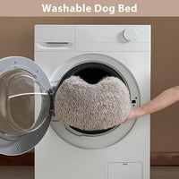 WNPETHOME Calming Dog Bed Cat Bed Donut, Faux Fur Pet Bed Self-Warming Donut Cuddler, Comfortable Round Plush Dog Beds (30 x 30 x 10 Inch, Light Coffee)