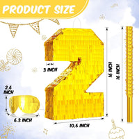 Sratte gold foil number piñata set with gold blindfold, piñata stick and bag of confetti - view 27