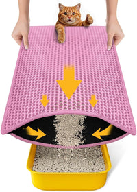 Cat Litter Mat Compact Size 23.6"x14.6" for Small Spaces - Pink / 23.6" x 14.6" (1 Pack)
