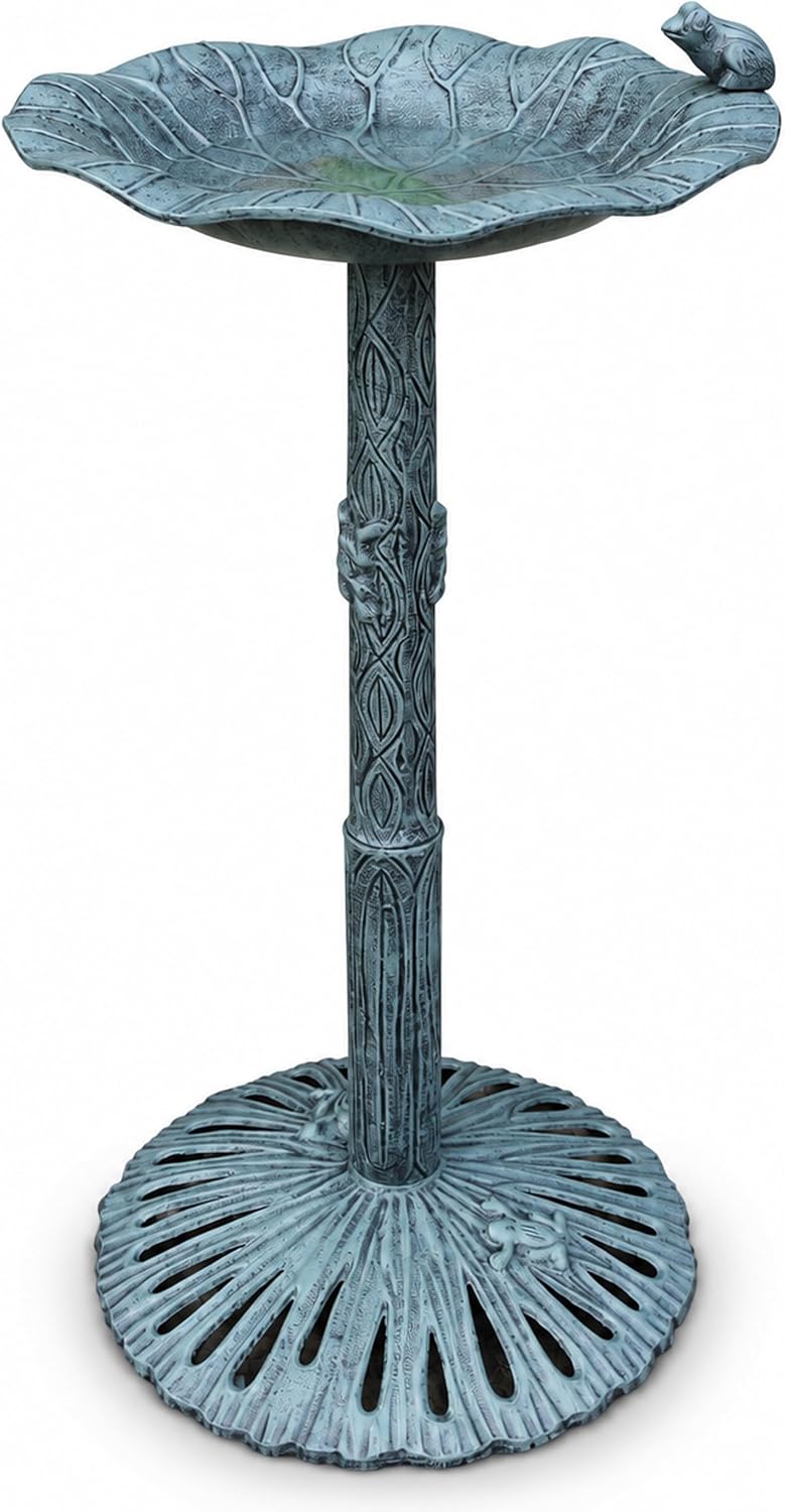Oakland Living 5012AB Antique Bronze Frog Design Aluminum Birdbath – Essentials for Birds - Gray