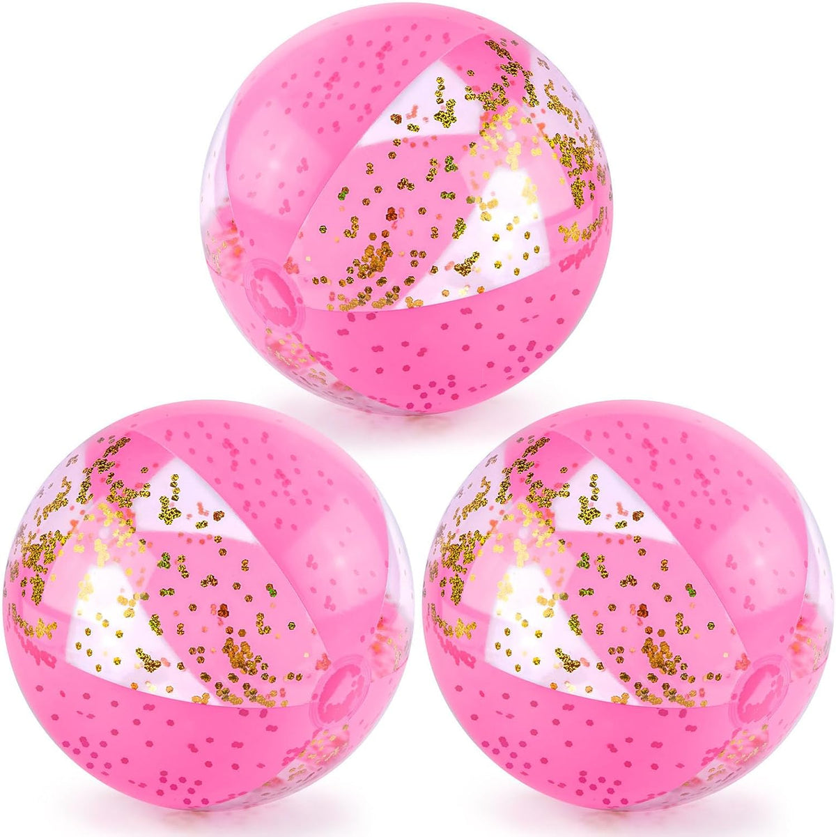 POPLAY 16 Inch Glitter Beach Ball, Pink