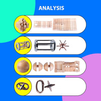 ActPo 9 piece brain teaser puzzles set with metal and wooden 3D puzzles - view 13