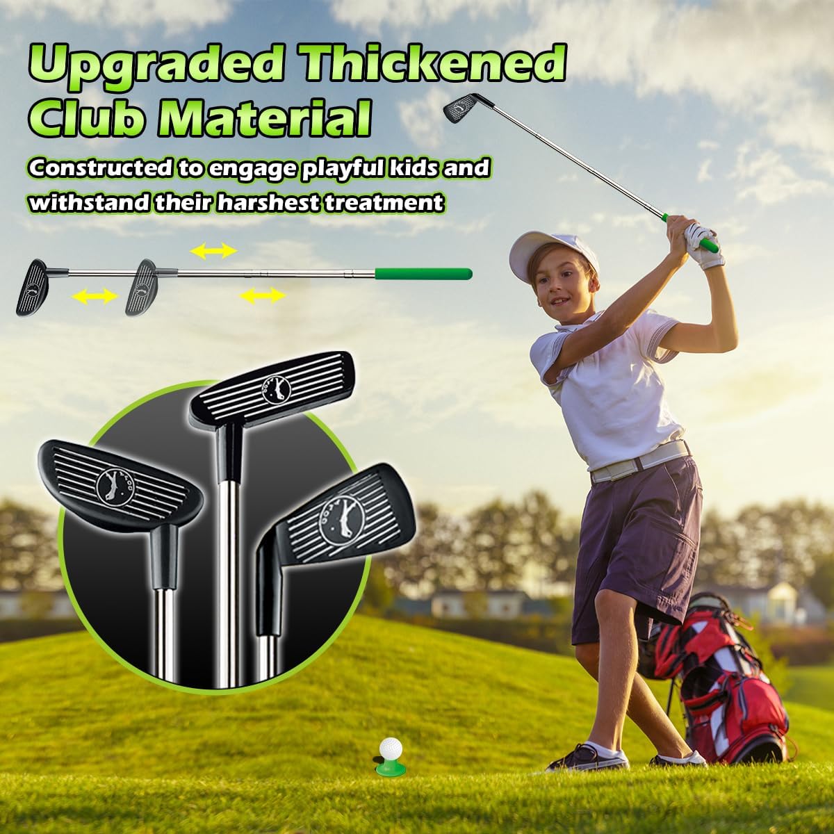 TERRAMUS Upgraded Kids Toy Golf Set with Dinosaur Automatic Golf - Black - image 4