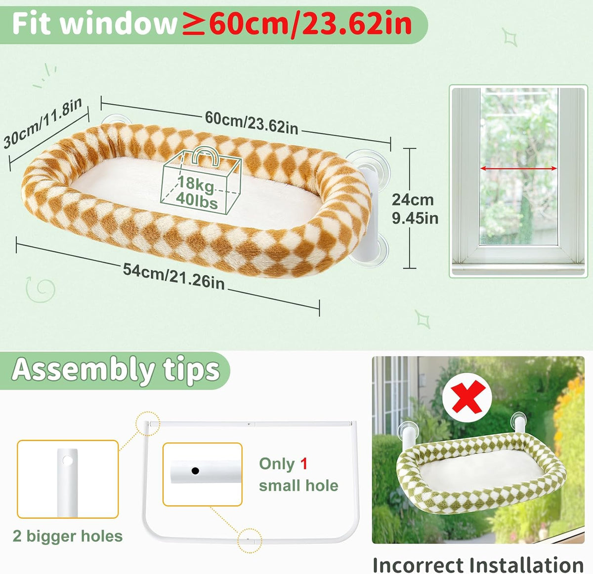 Sunhoo Foldable Cat Window Perch - Brown / 23.62"L x 11.8"W x 9.45"TH - image 2