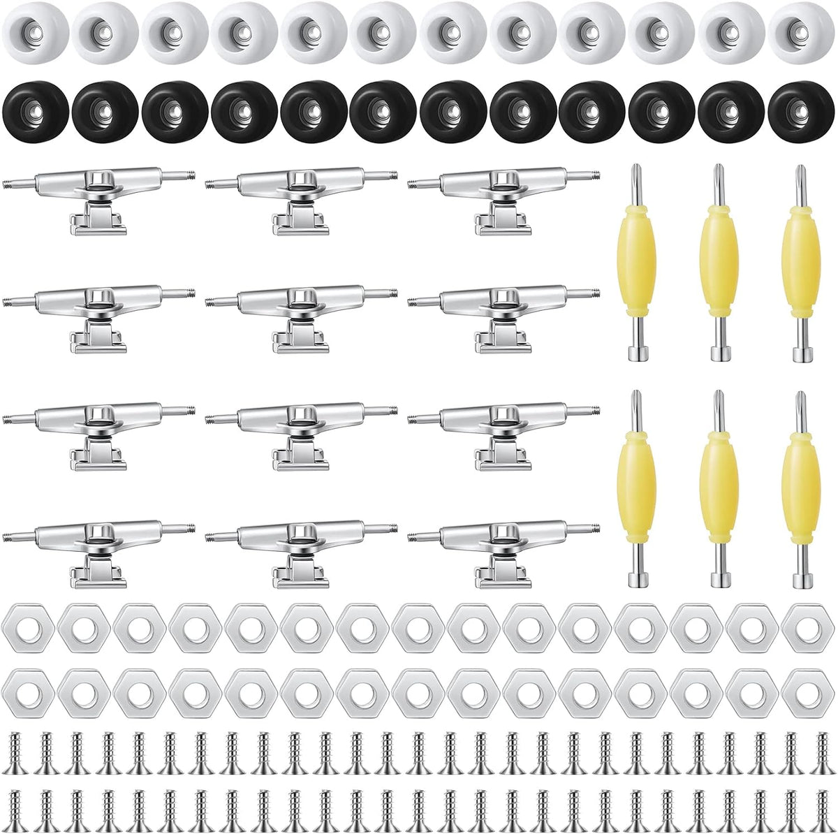 Jexine fingerboard kit with 6 sets of colorful trucks, wheels, screws and screwdrivers - view 3