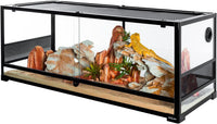 REPTI ZOO 50 Gallon Reptile Glass Tank Terrarium 2 in 1 Side Meshes - 48" x 18" x 18" (Extra-Long)