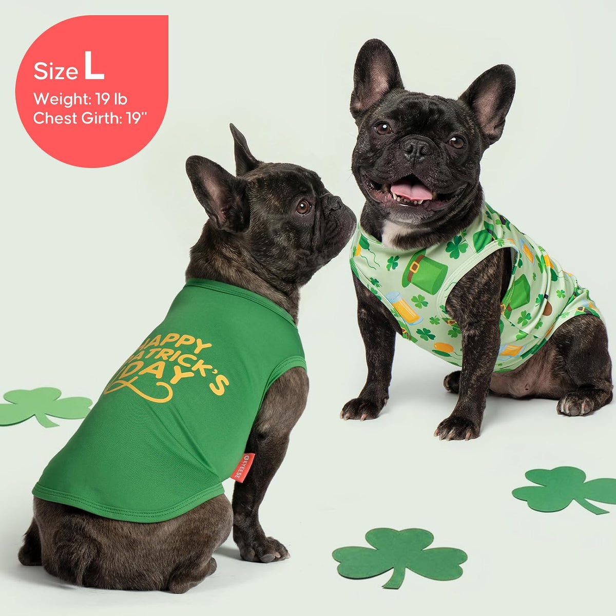 KYEESE 2Pack Dog Shirts for Medium Large Dogs Breathable Mesh Tank Top – Essentials for Dogs - Small (4-7lbs) / 7# 2Pack (St. Patrick's Day) - image 3