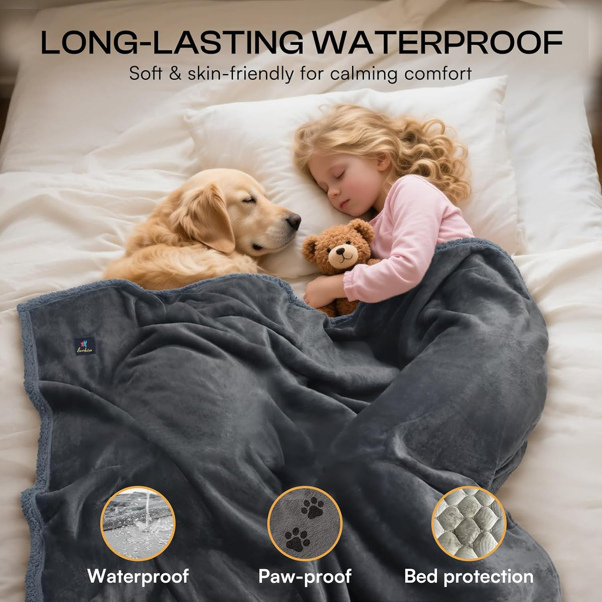 Luciphia Waterproof Pet Blanket - M (57" x40") / Grey - image 3