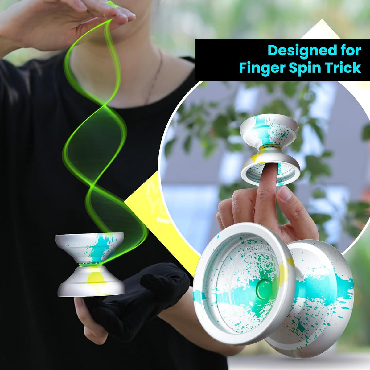 MAGICYOYO V12 Finger Spin Yoyo - Silver Green Yellow - image 3