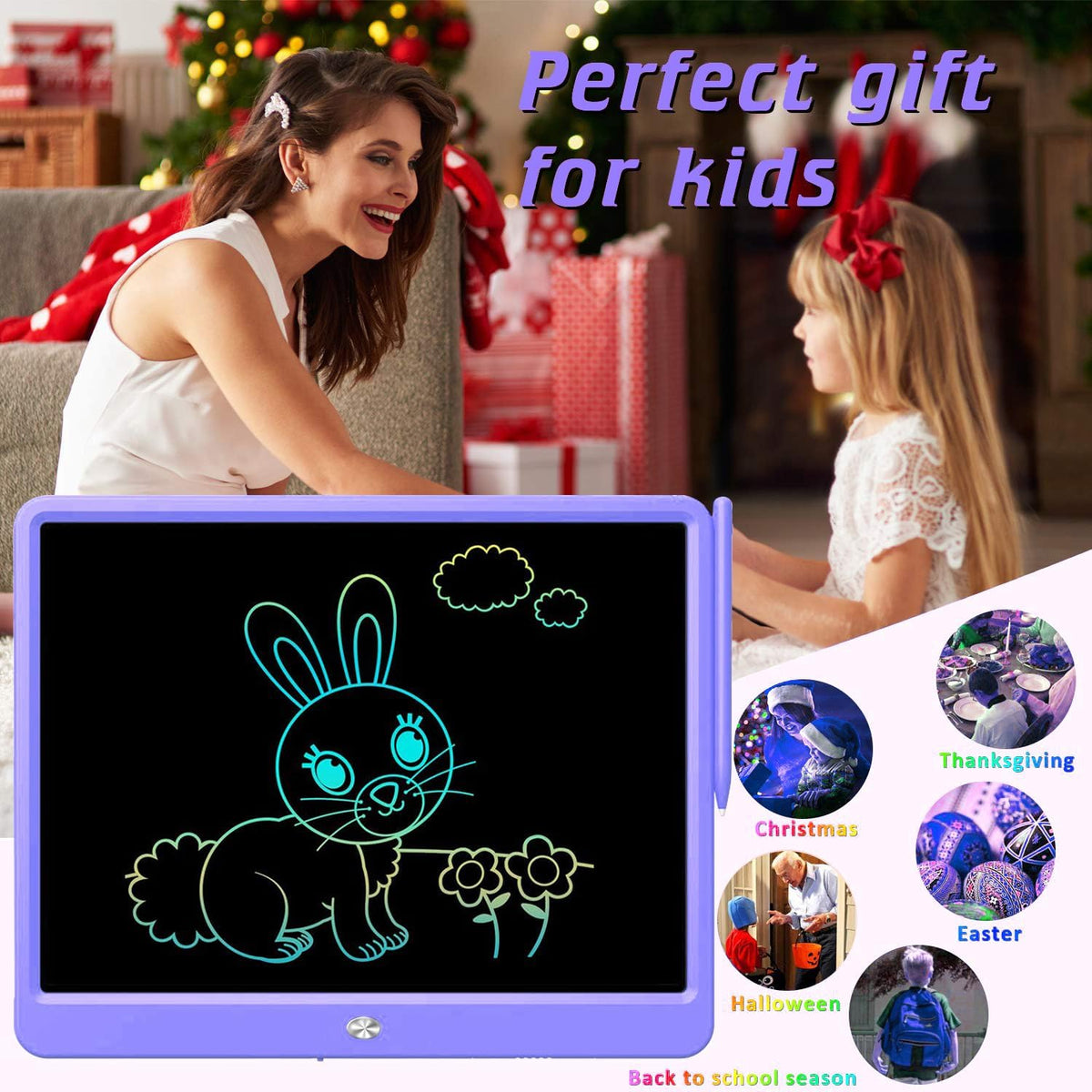 FLUESTON LCD Writing Tablet for Kids - 12"W x 8"H / Purple - image 3