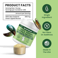 Green Lipped Mussel Powder for Dogs & Cats - 100% New Zealand Green Lipped Mussels - Natural Hip & Joint Supplement for Joints, Tendons, Ligaments, Muscles - 75 Grams - Up to 250 Servings