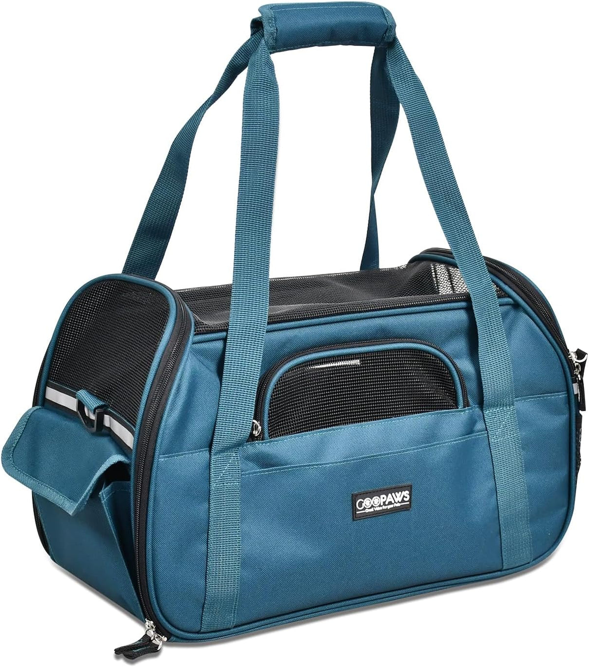 JESPET Soft-Sided Airline-Approved Dog & Cat Carrier Travel Bag – Essentials for Cats - 19.0"L x 10.0"W x 13.0"H / Teal Blue