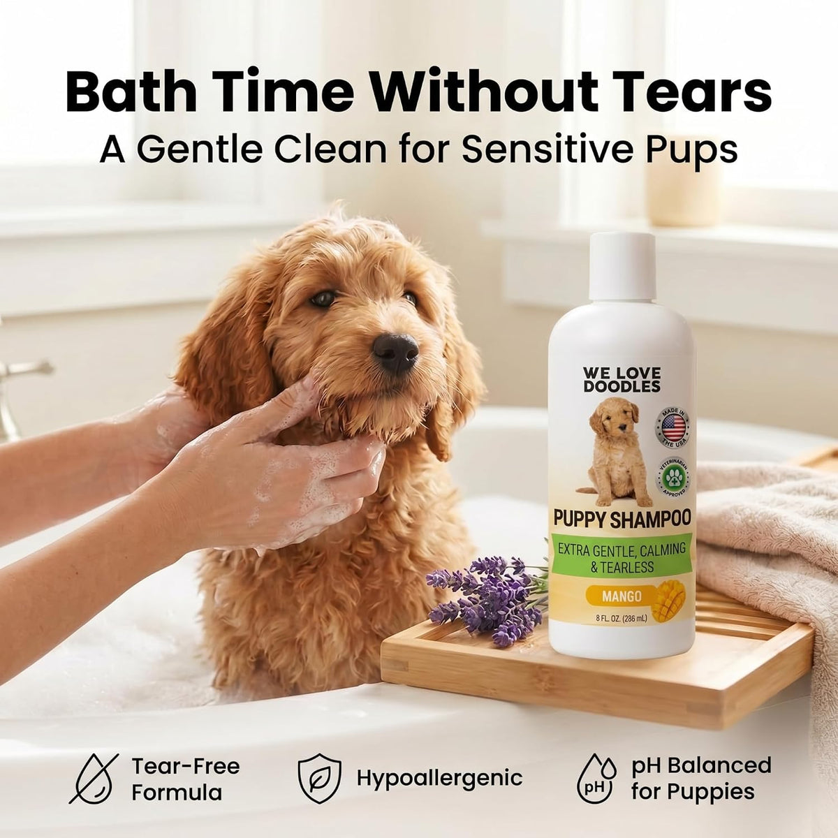Puppy Shampoo & Conditioner, Tearless Hypoallergenic Wash - Mango - image 2