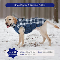 Dog Cold Weather Coats Reflective Dog Warm Jacket with Harness – Essentials for Dogs - Blue Plaid / XS(chest:14in) - image 2