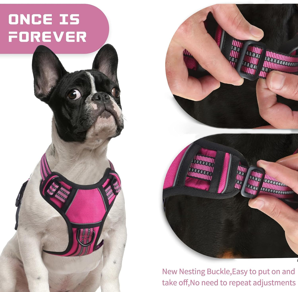 No Pull Dog Harness for Medium Dogs - Rose Red / L - image 4
