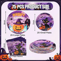 qonimi Halloween plates and napkins set, 75 piece disposable tableware - view 16