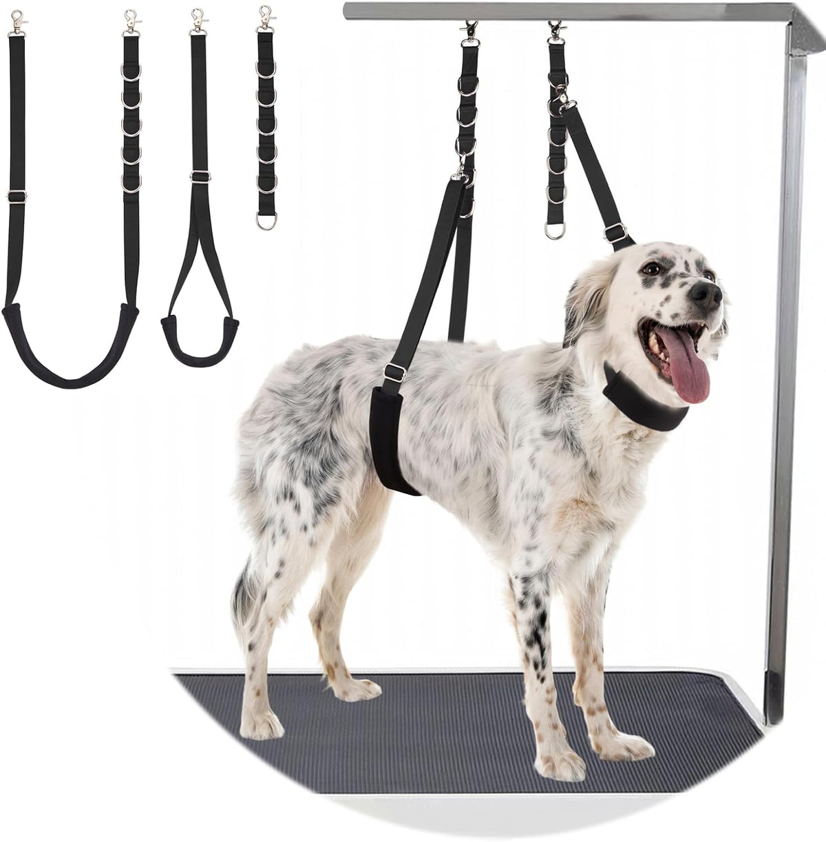 Dog Grooming Belly Strap - 3PCS Grooming Restraint Set Adjustable Belly Band Loops Strap - Black