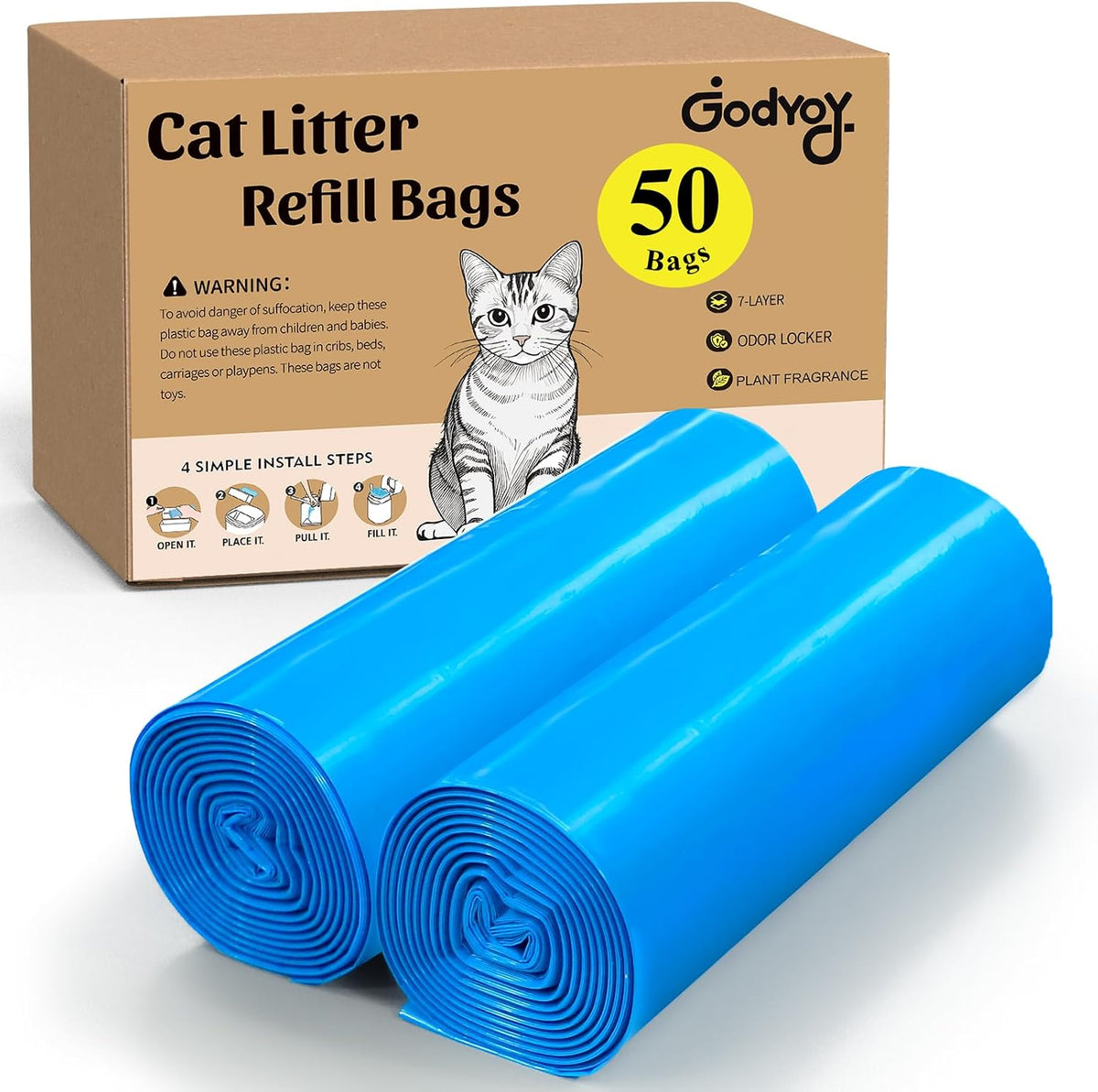 Cat Litter Refill Bags Compatible with Genie Easy Roll Litter Bin – Daily Care for Cats - 2 Pack no cartridge