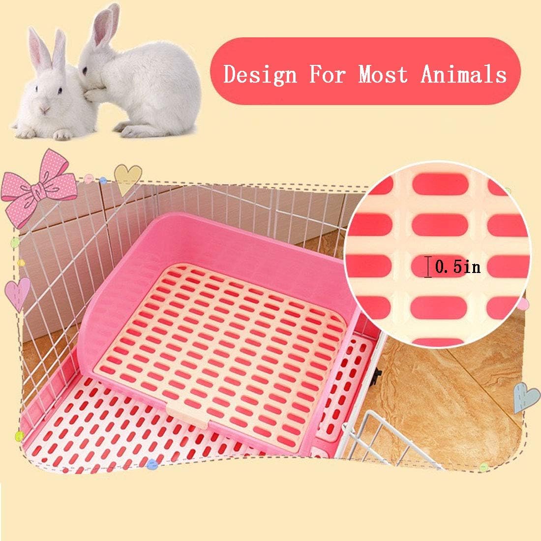 Large Rabbit Litter Box Corner Bedding Box Chinchilla Toilet Trainer - PINK - image 2