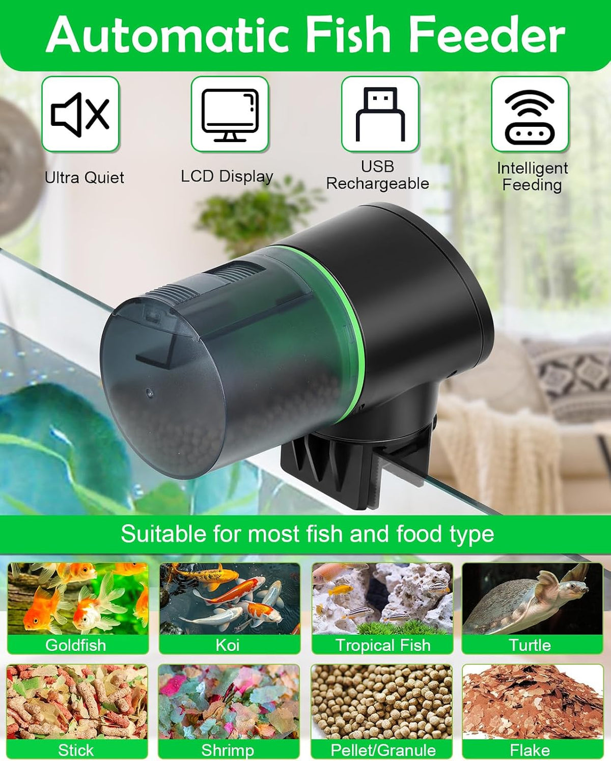 Automatic Fish Feeder for Aquarium Easy Setup & 12/24/48H Interval – Essentials for Fish - image 2