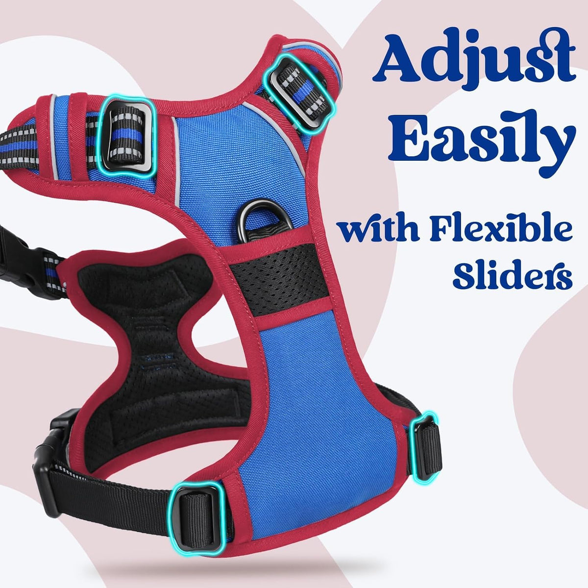 rabbitgoo Dog Harness for Large - Blue & Red / Small - image 3