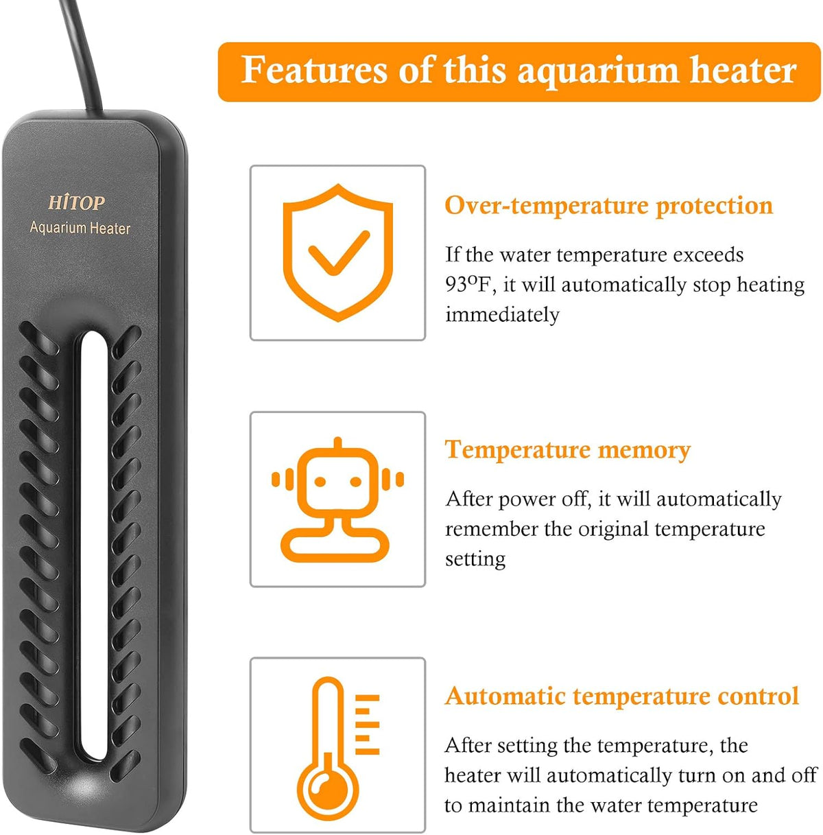 HITOP 1000W Digital Aquarium Heater: Titanium Fish Tank Heater - 600W - image 4