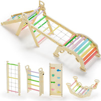 BlueWood 10-in-1 Pikler Triangle Set - Rainbow / Classic