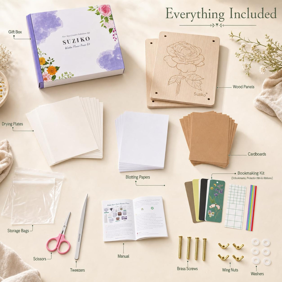 Suziko Large Flower Press Kit 10.8 x 6.9 inch for Adults - Rose 10.8" x 6.9" - image 2
