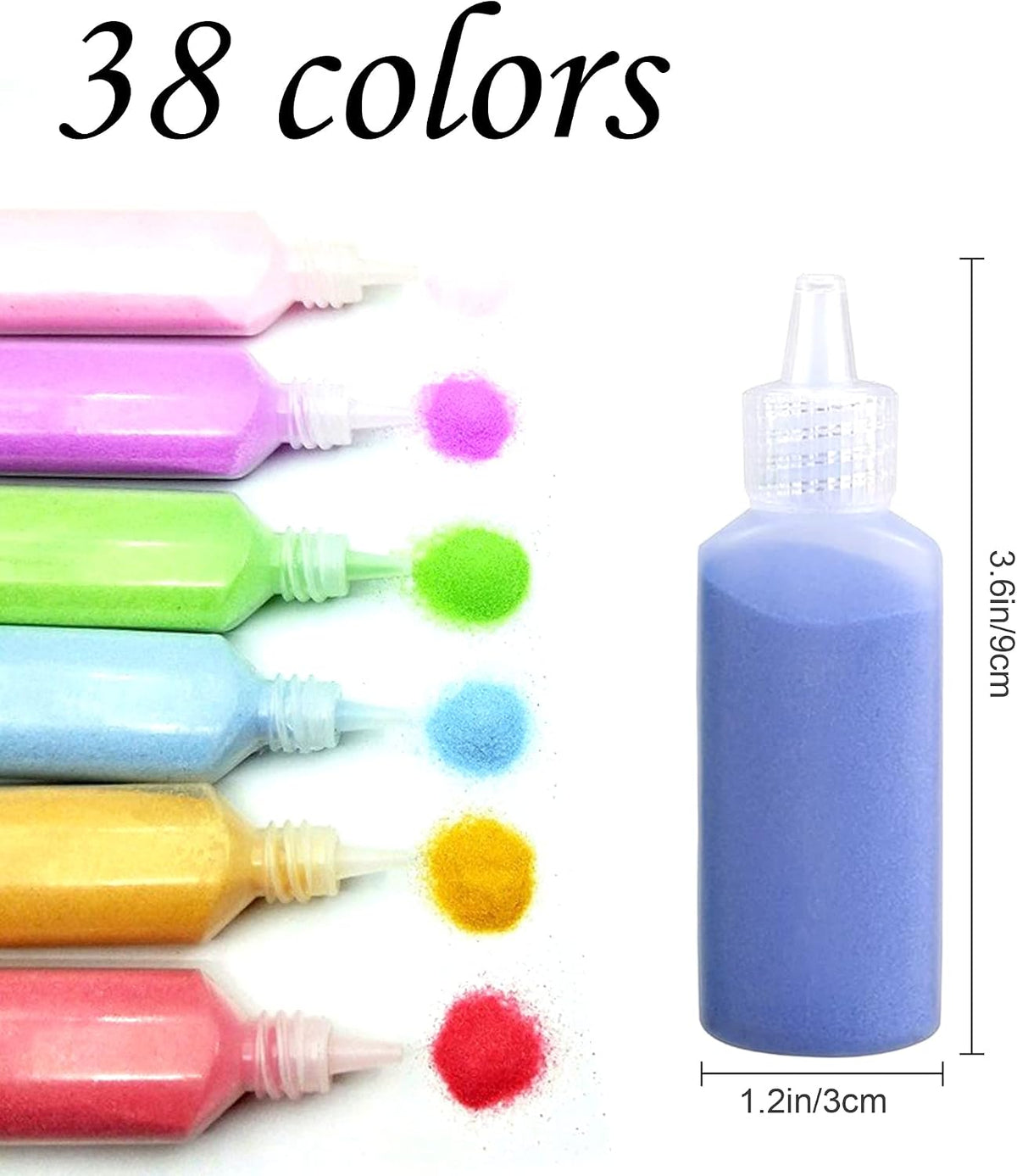 Niurewan 24 PCS Art Sand, DIY Sand Arts and Crafts Kit - 38 Colors - image 2