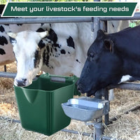 4 Pack 15 Quart Horse Feeders for Stall Hook Over Hanging Fence Hay Feeder Mountable Livestock Plastic Feed Bucket for Farm Stalls Pasture, Stable to Feed Horses Sheep Cattle Cows Etc(Green)