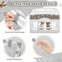 2 Pack Dog Playpens Cover and Bottom Mat Fits 4 Panels - Grey - image 4