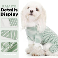 Blue Striped Dog Pajamas: 4-Legged Cotton Stretchable Jumpsuit Pjs - Blue Striped / XL-(20~30lb) | Chest(~21.5") - image 4