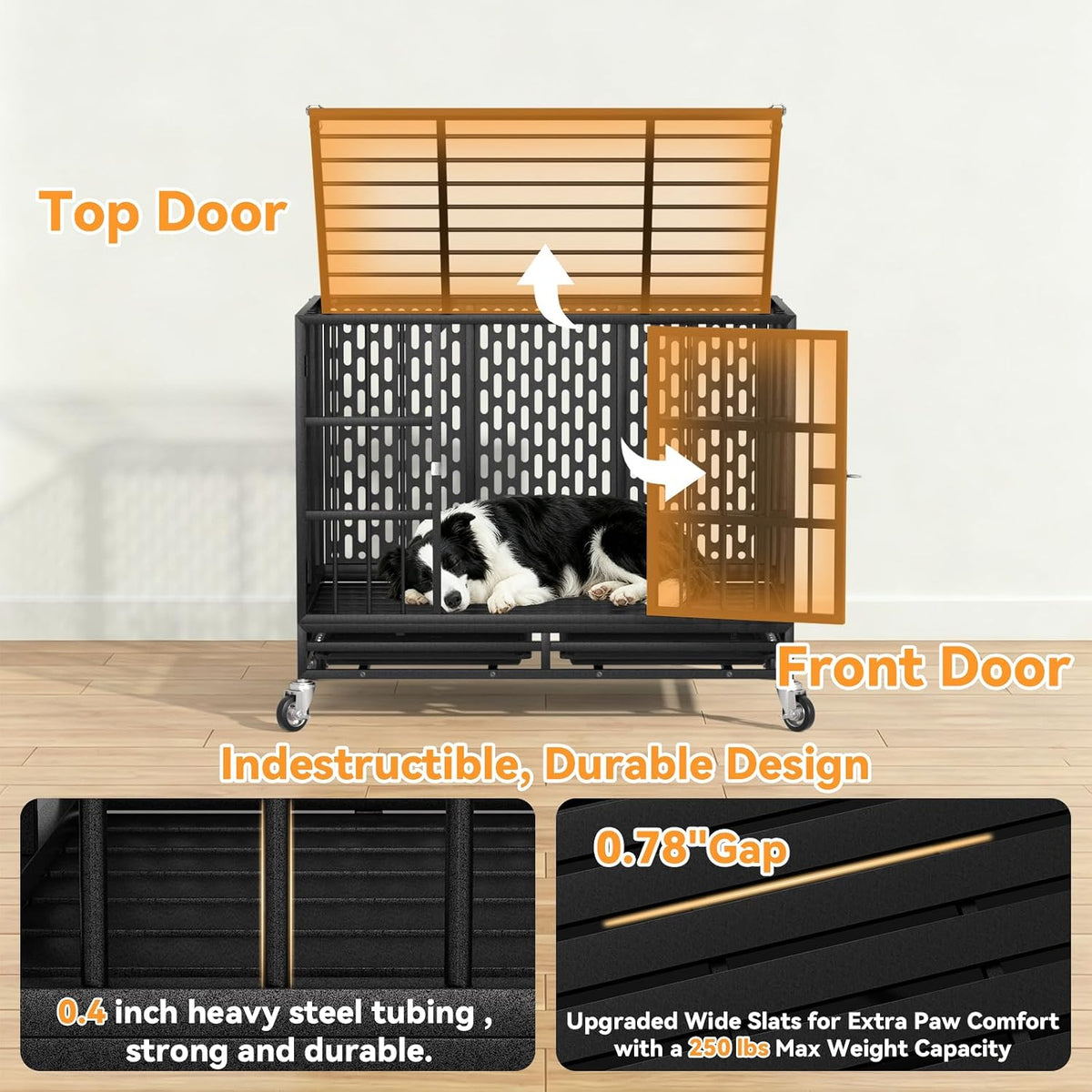 54 Inch Heavy Duty Dog Crate with Wheels - image 2