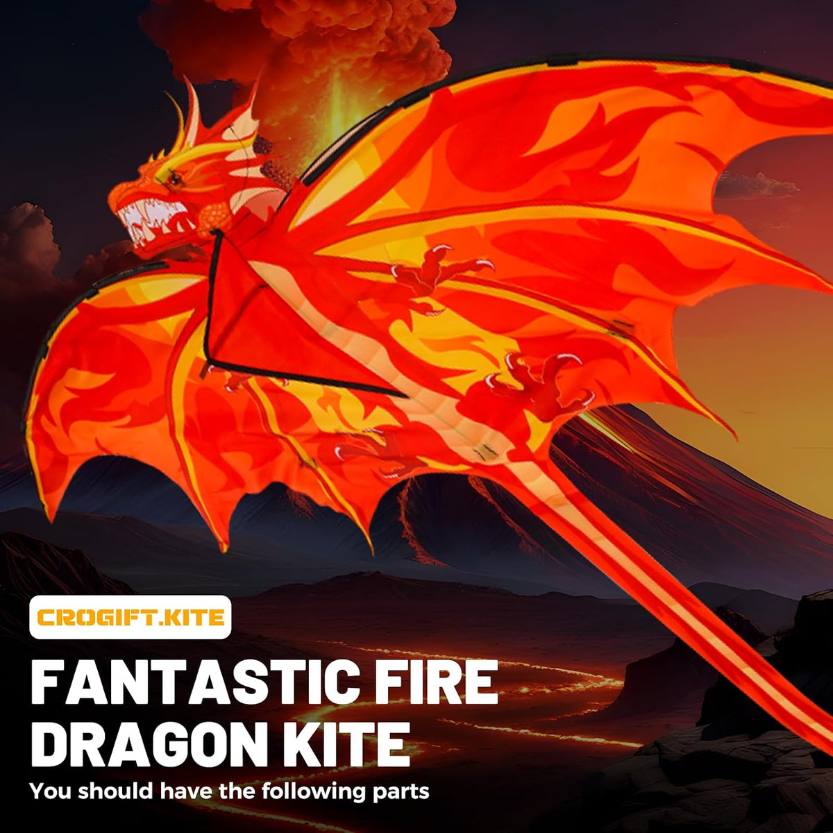 4 Pack Large Kites Fire Dragon Green Snake Devil Fish Red Mollusc - image 2