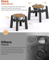 Dog Bowl Stand with Adjustable Height and Width [Stand Only] – Essentials for Dogs - 2 Pack Stand+Bowl / H: 6.3''; W: 6.1-10.4'' - image 3
